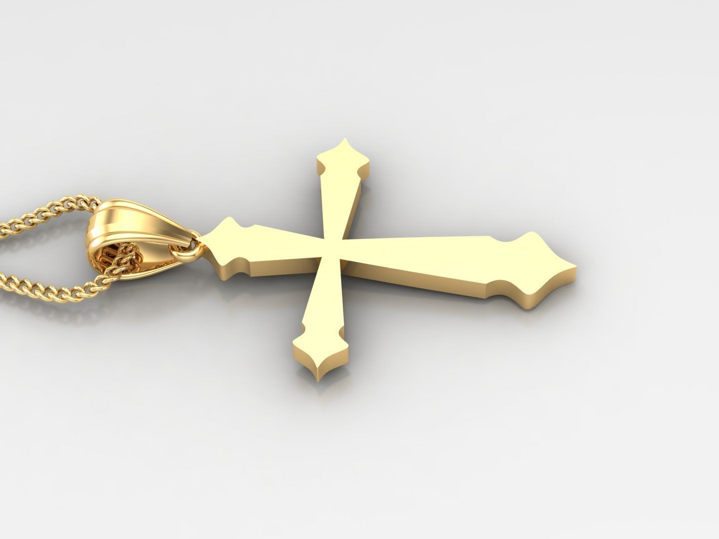 Light Gold 18K Cross Pendant 2CP012 3D print model_3