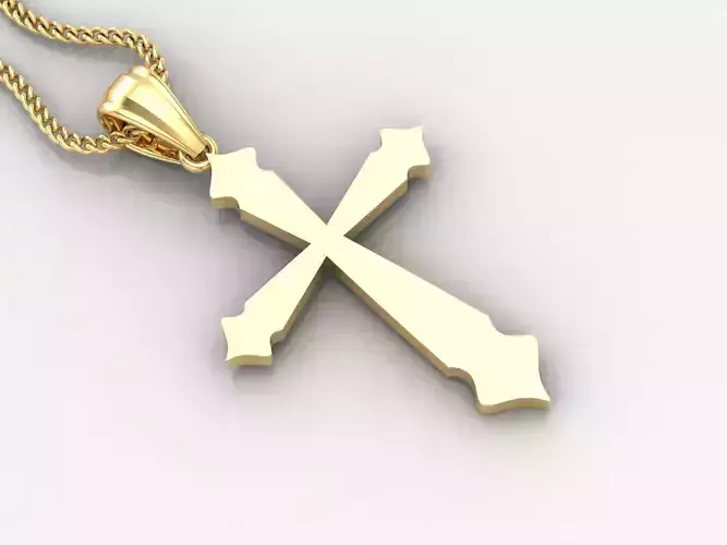 Light Gold 18K Cross Pendant 2CP012 3D print model Light Gold 18K Cross Pendant 2CP012 3D print model