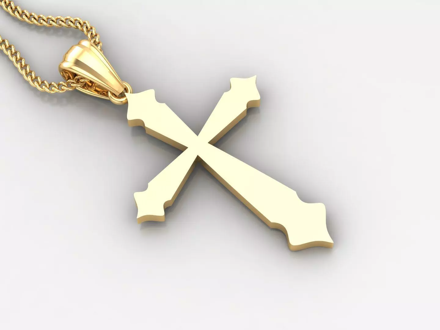 Light Gold 18K Cross Pendant 2CP012 3D print model_0