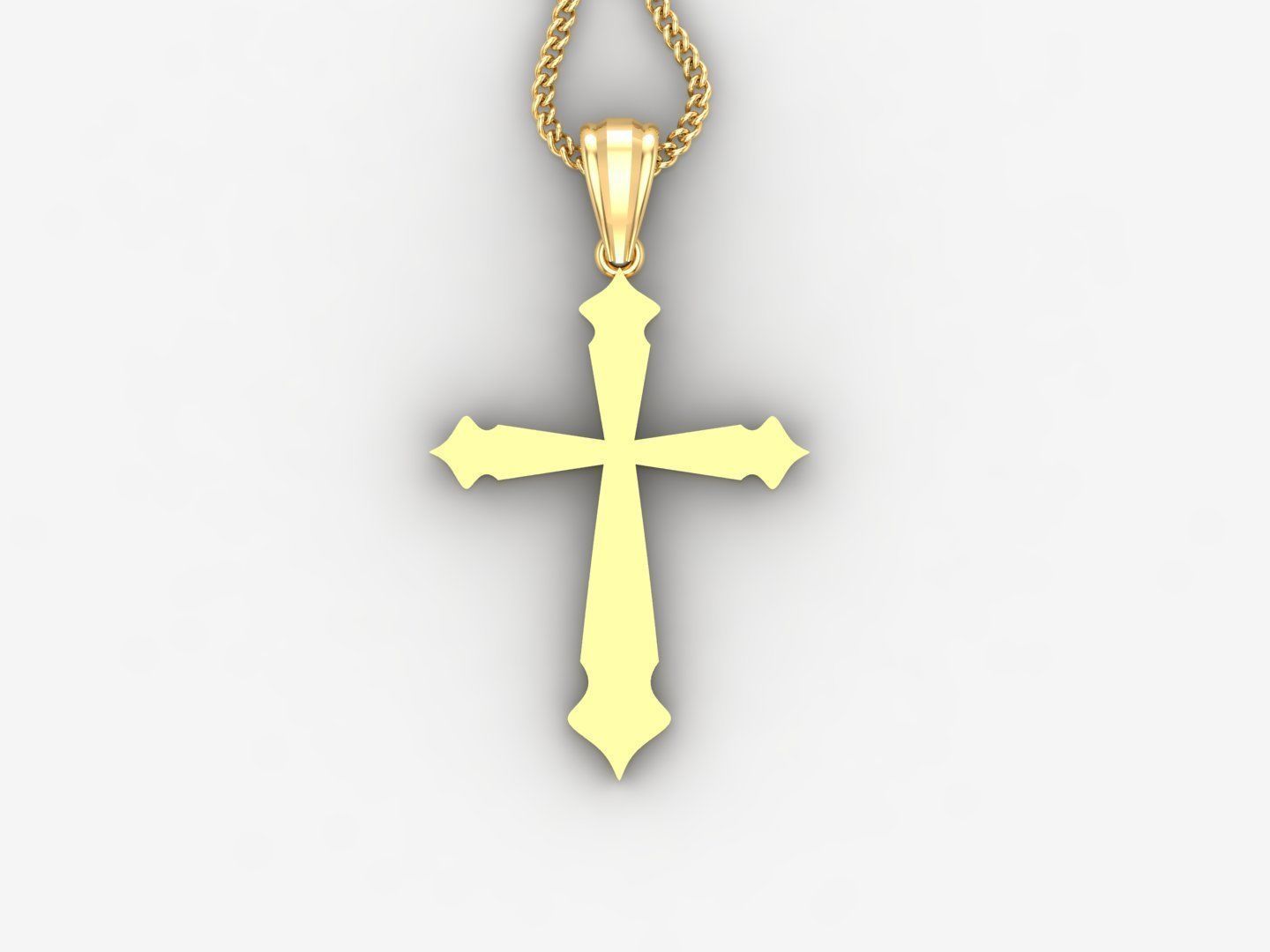 Light Gold 18K Cross Pendant 2CP012 3D print model_4