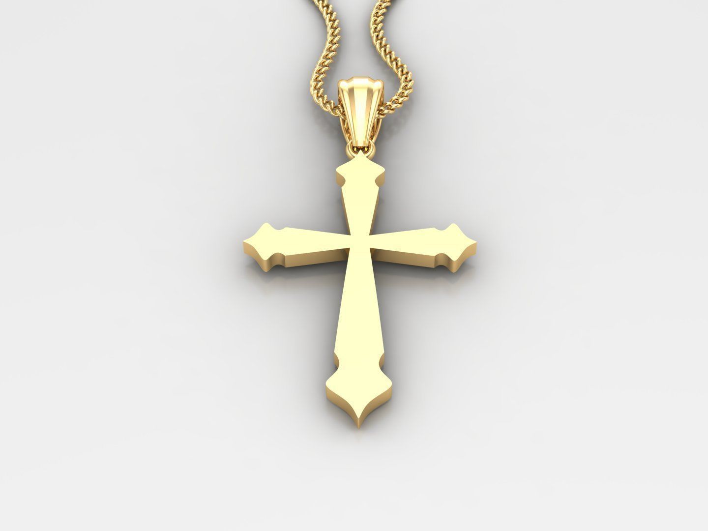 Light Gold 18K Cross Pendant 2CP012 3D print model_2