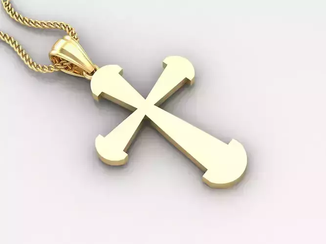 Light Gold 18K Cross Pendant 2CP011 3D print model Light Gold 18K Cross Pendant 2CP011 3D print model