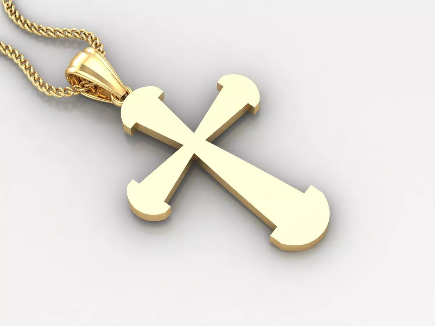Light Gold 18K Cross Pendant 2CP011 3D print model_0