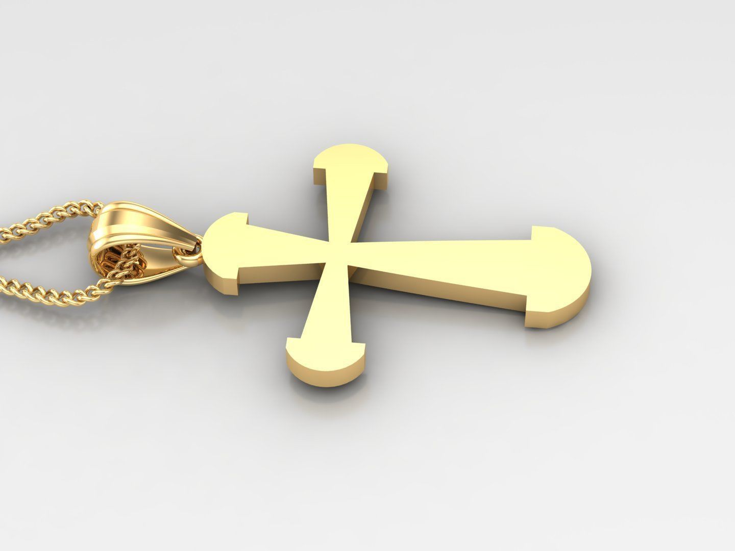 Light Gold 18K Cross Pendant 2CP011 3D print model_3