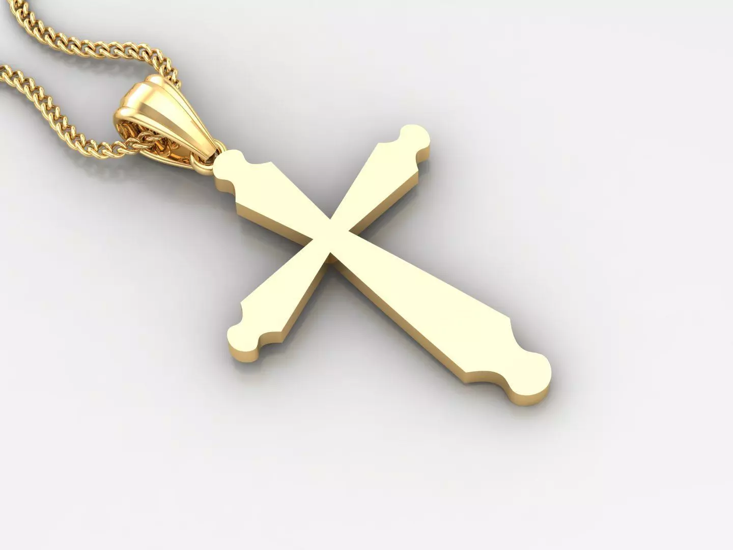 Light Gold 18K Cross Pendant 2CP010 3D print model_0