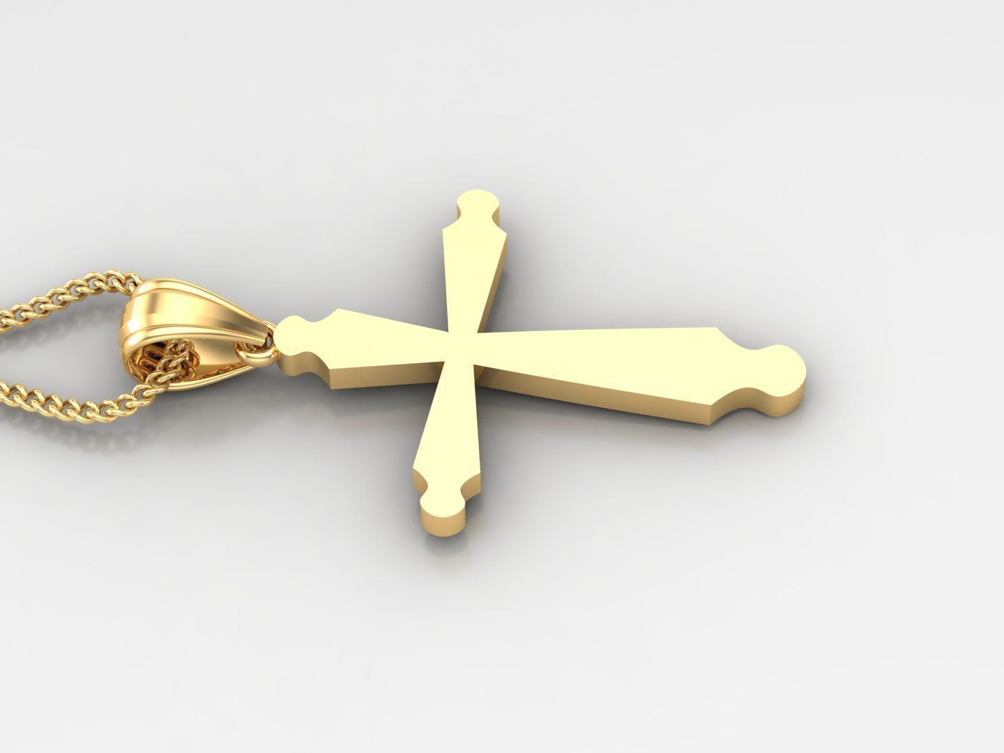 Light Gold 18K Cross Pendant 2CP010 3D print model_3