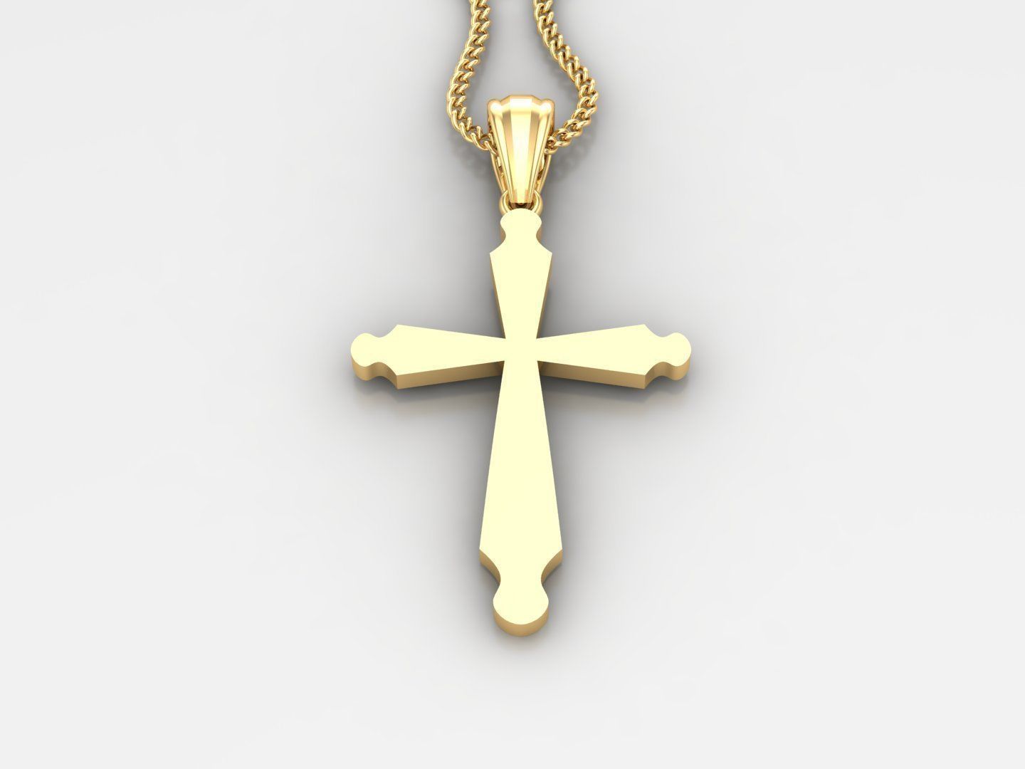 Light Gold 18K Cross Pendant 2CP010 3D print model_2