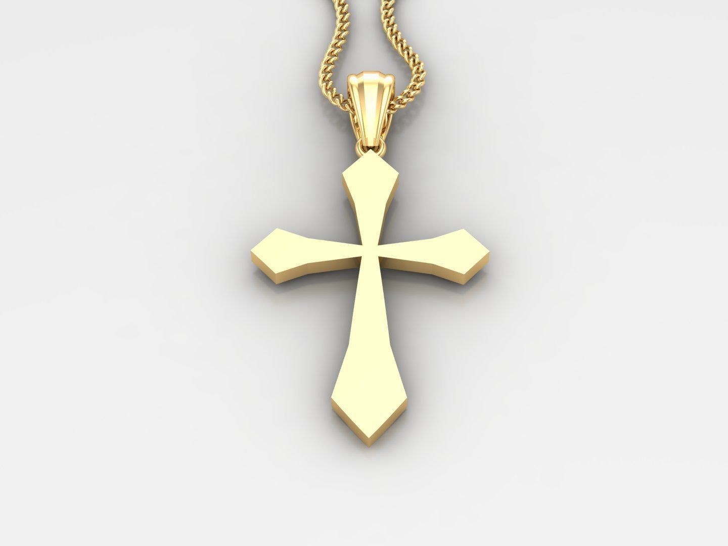 Light Gold 18K Cross Pendant 2CP009 3D print model_2