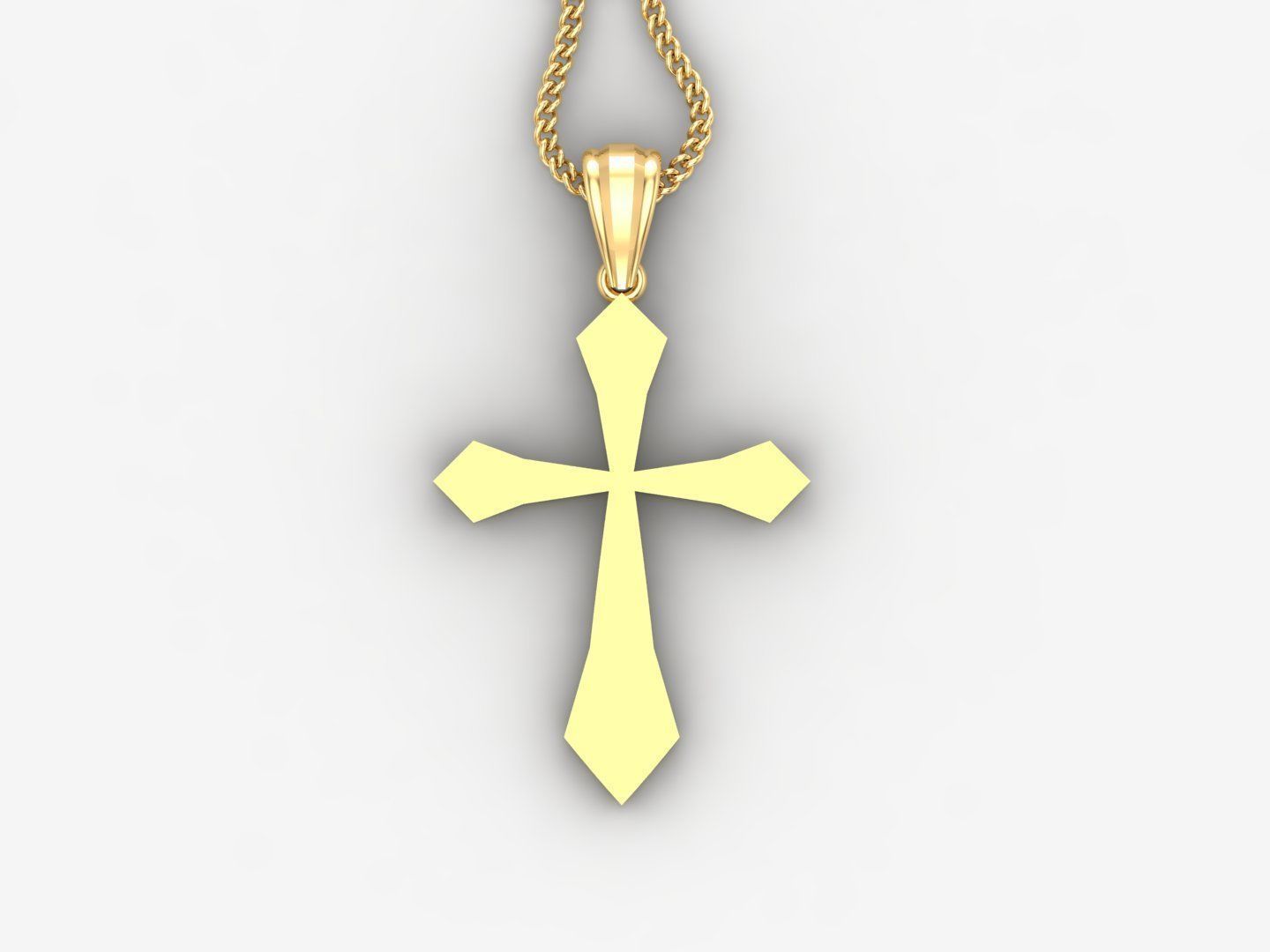 Light Gold 18K Cross Pendant 2CP009 3D print model_4