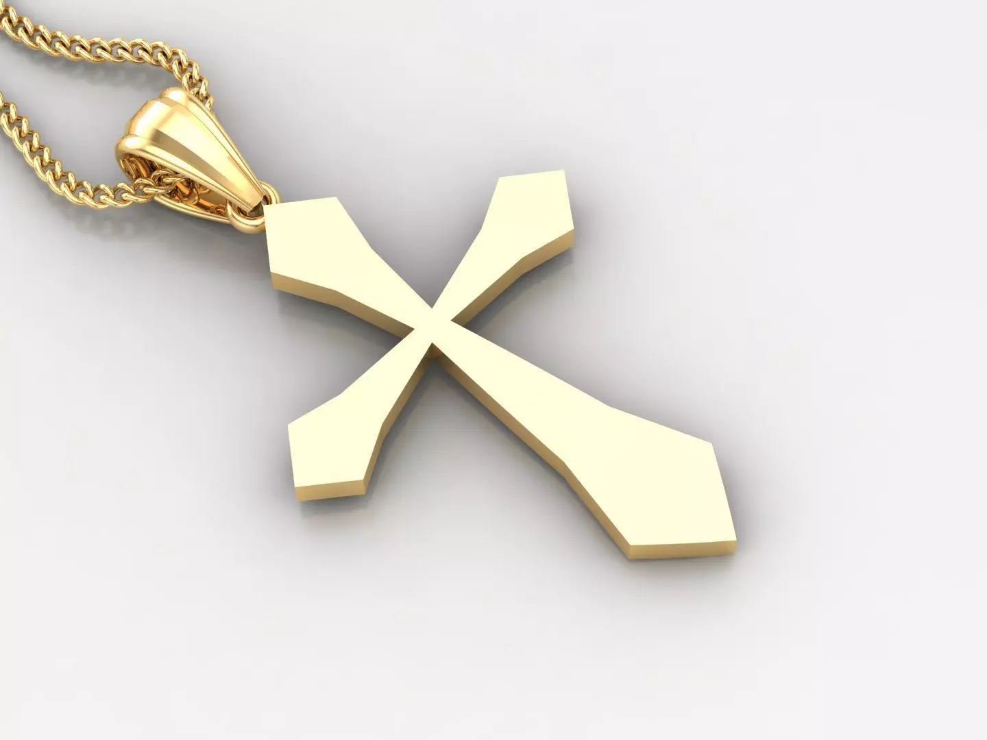 Light Gold 18K Cross Pendant 2CP009 3D print model_0