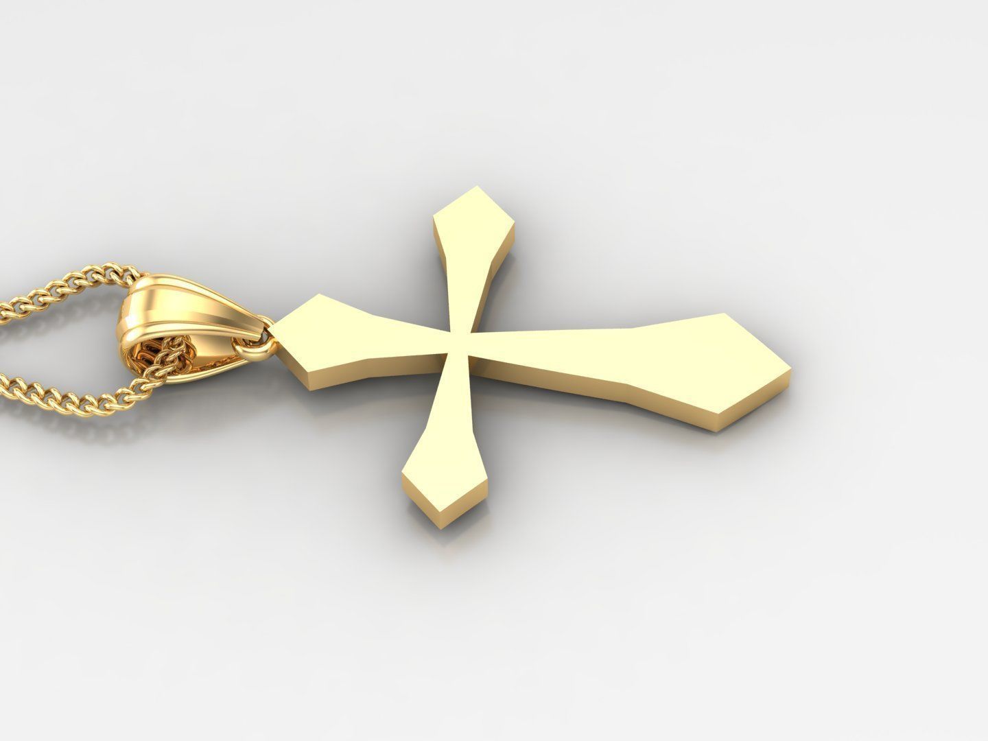 Light Gold 18K Cross Pendant 2CP009 3D print model_3