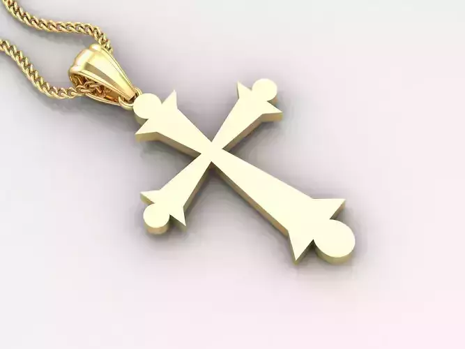 Light Gold 18K Cross Pendant 2CP008 3D print model Light Gold 18K Cross Pendant 2CP008 3D print model
