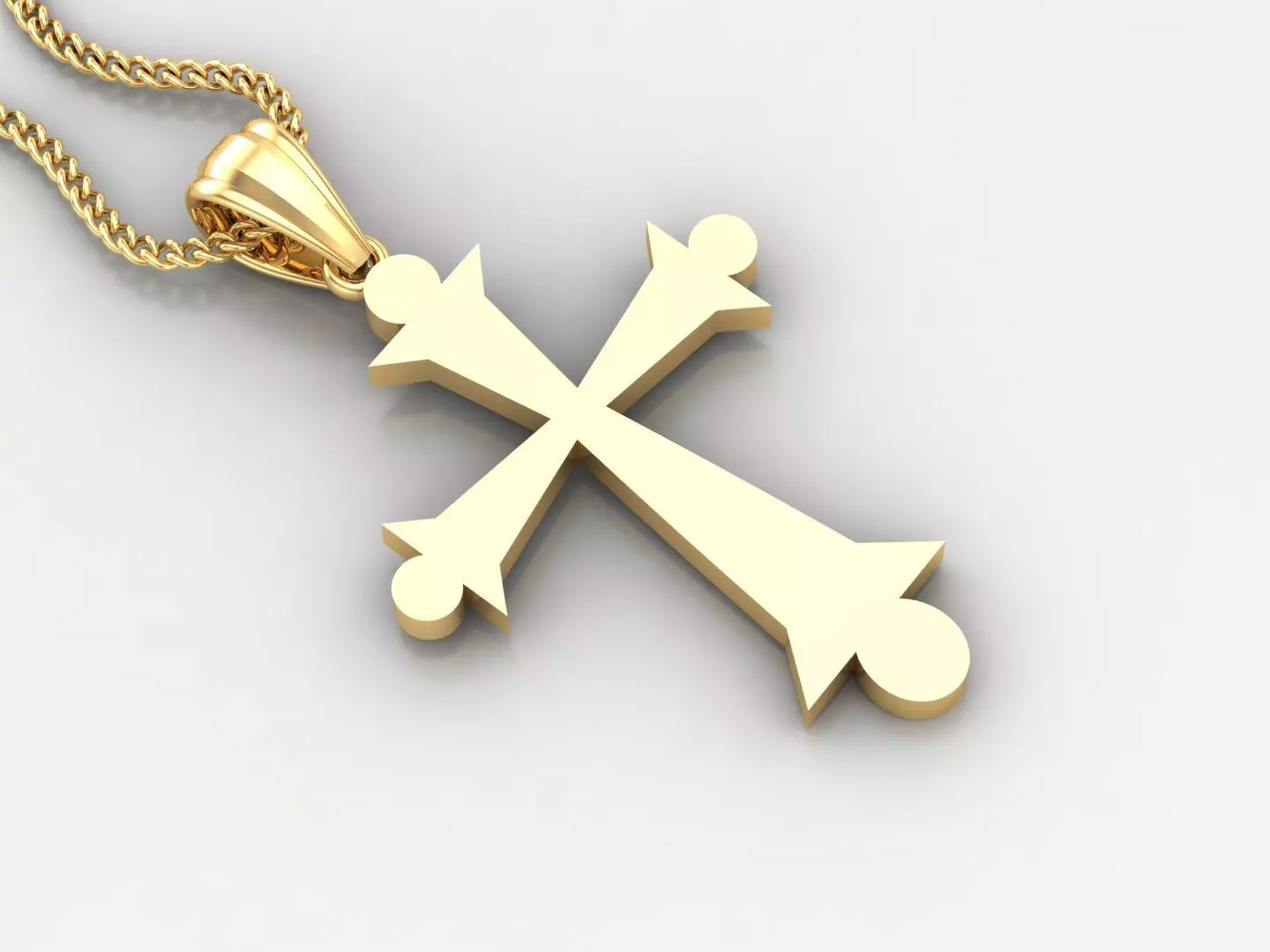 Light Gold 18K Cross Pendant 2CP008 3D print model_0