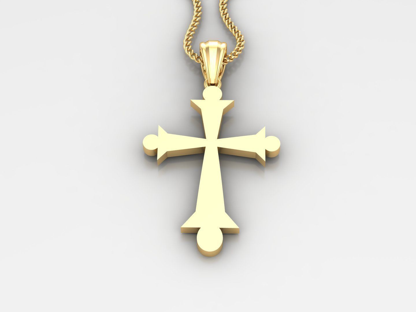 Light Gold 18K Cross Pendant 2CP008 3D print model_2
