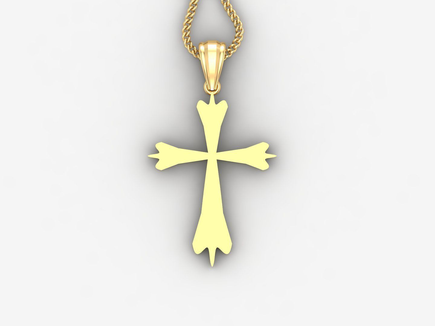Light Gold 18K Cross Pendant 2CP007 3D print model_4