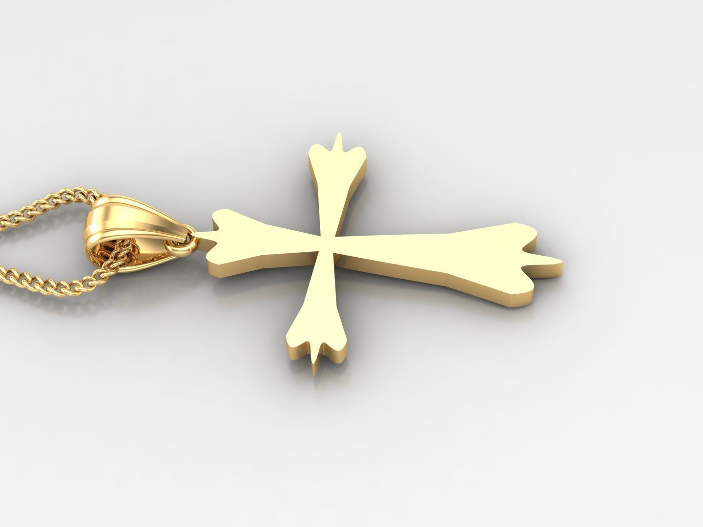 Light Gold 18K Cross Pendant 2CP007 3D print model_3