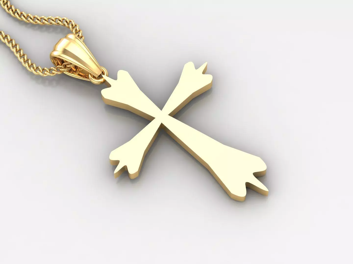 Light Gold 18K Cross Pendant 2CP007 3D print model_0