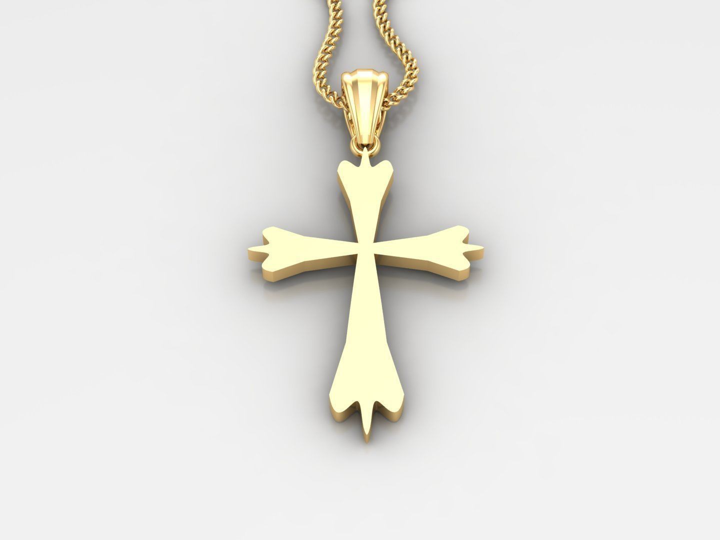 Light Gold 18K Cross Pendant 2CP007 3D print model_2