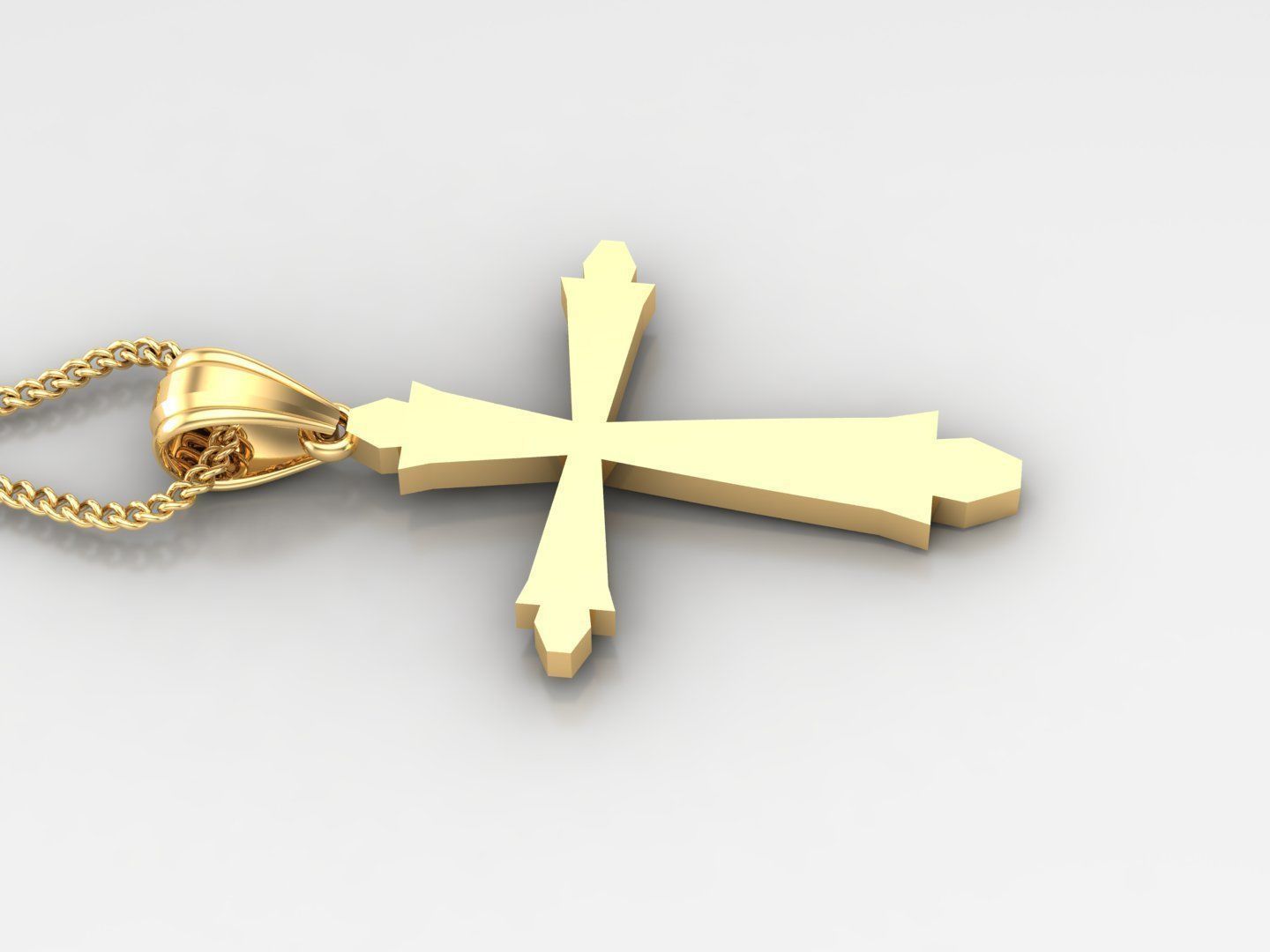 Light Gold 18K Cross Pendant 2CP006 3D print model_3