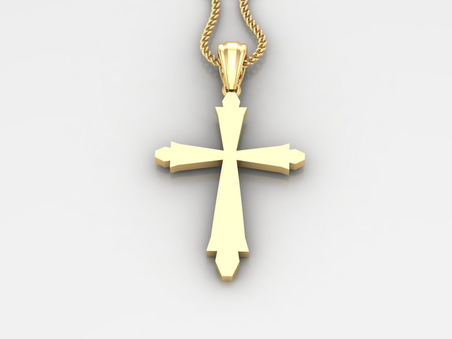 Light Gold 18K Cross Pendant 2CP006 3D print model_2