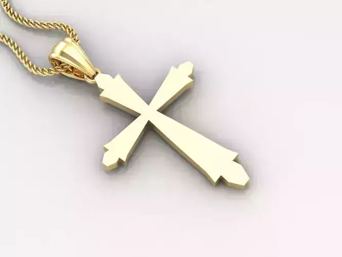 Light Gold 18K Cross Pendant 2CP006 3D print model Light Gold 18K Cross Pendant 2CP006 3D print model