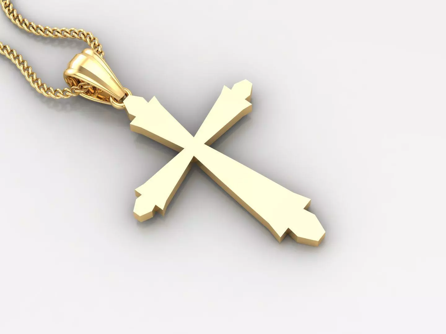 Light Gold 18K Cross Pendant 2CP006 3D print model_0