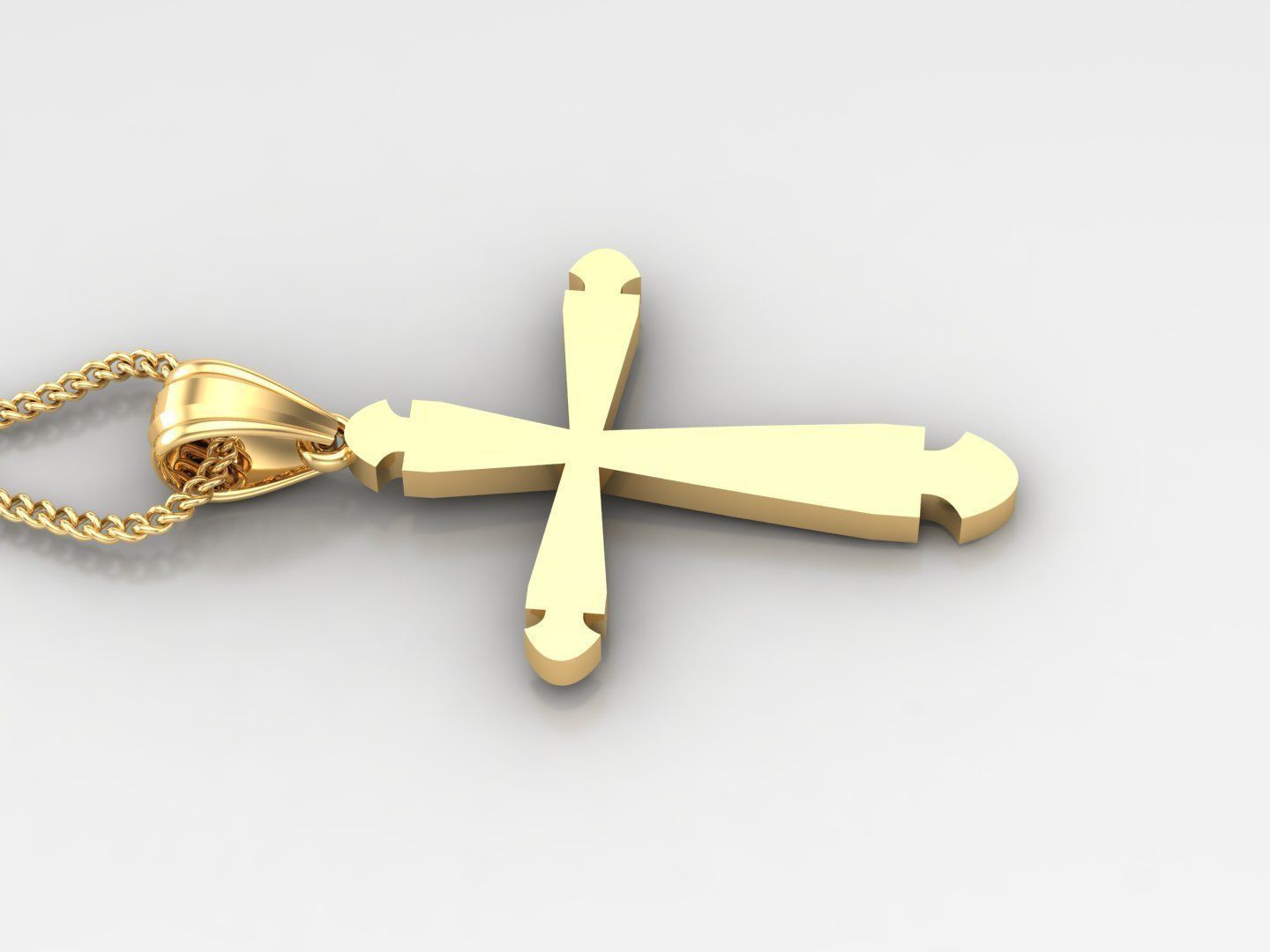 Light Gold 18K Cross Pendant 2CP005 3D print model_3
