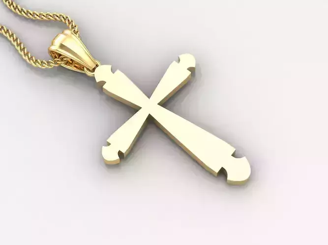 Light Gold 18K Cross Pendant 2CP005 3D print model Light Gold 18K Cross Pendant 2CP005 3D print model