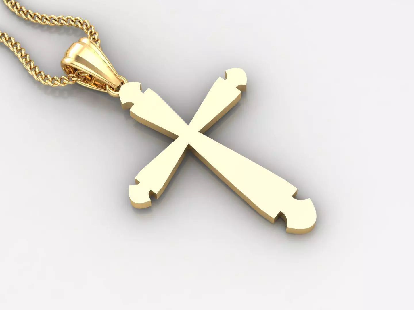 Light Gold 18K Cross Pendant 2CP005 3D print model_0