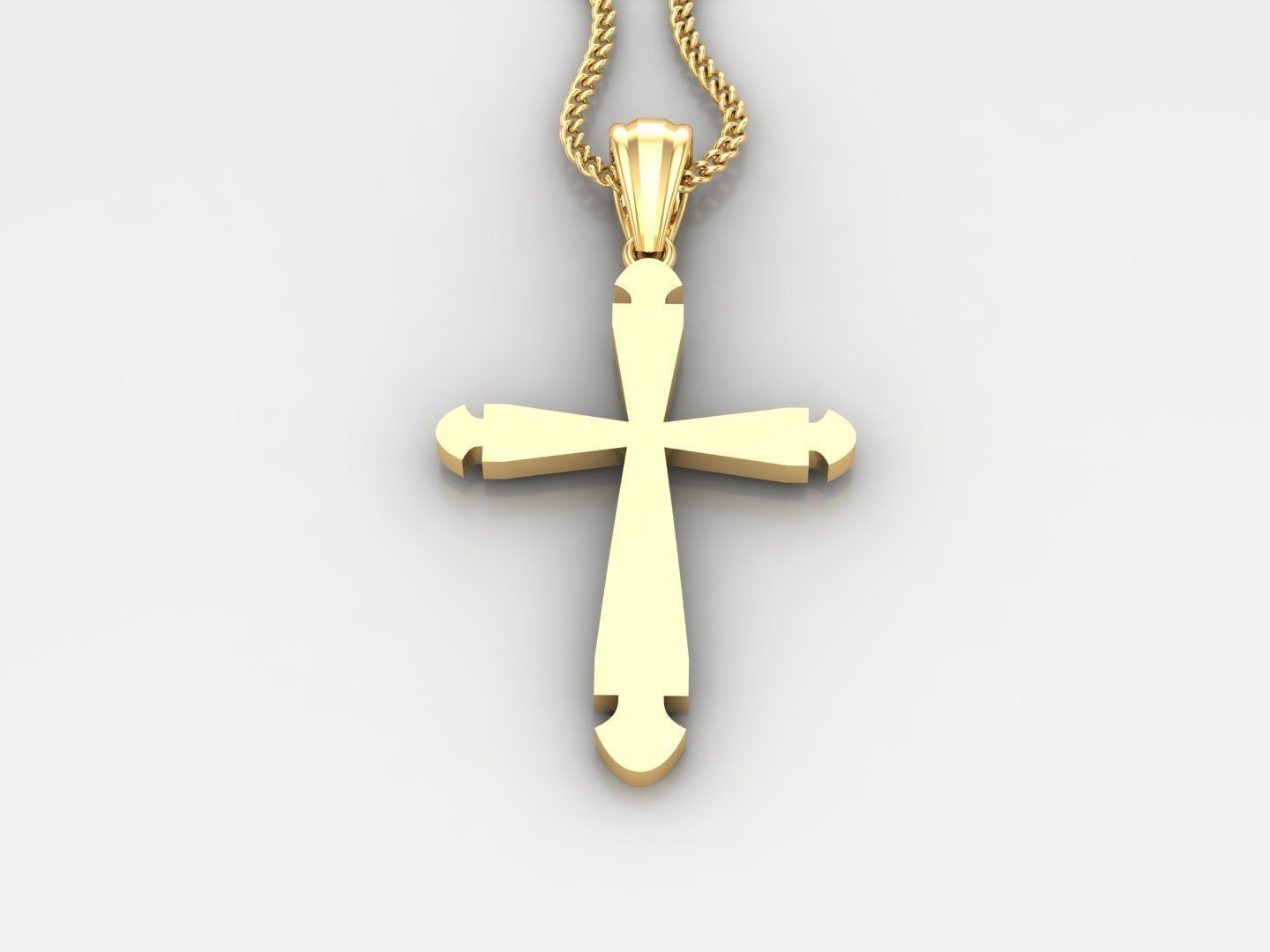Light Gold 18K Cross Pendant 2CP005 3D print model_2