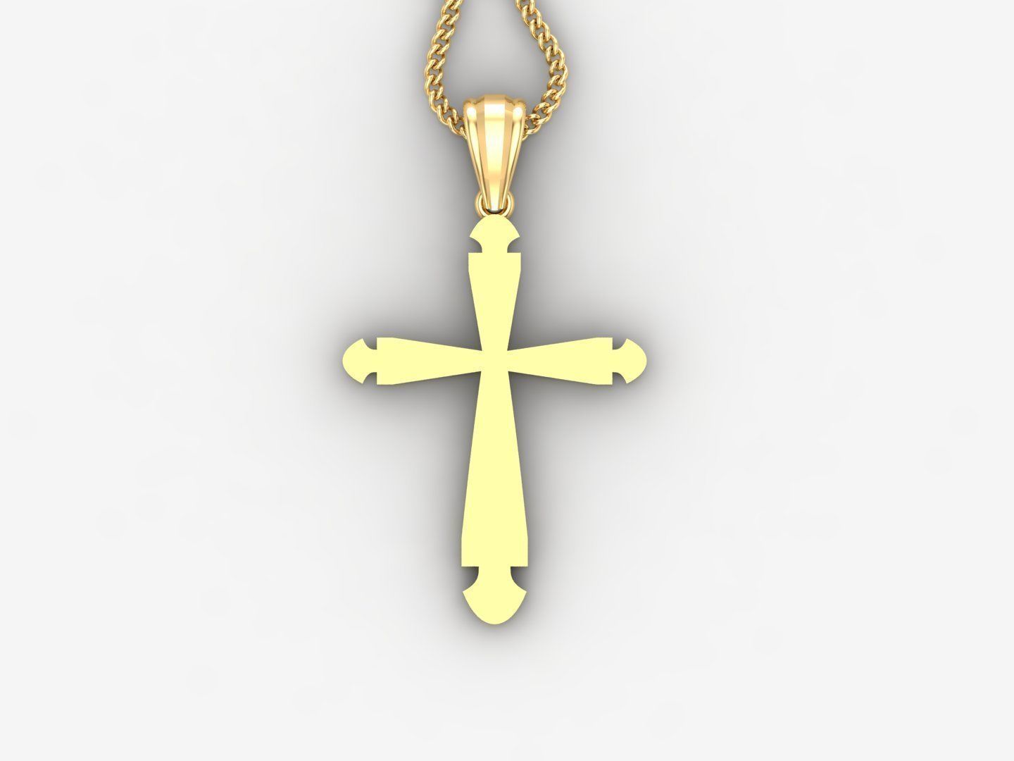 Light Gold 18K Cross Pendant 2CP005 3D print model_4