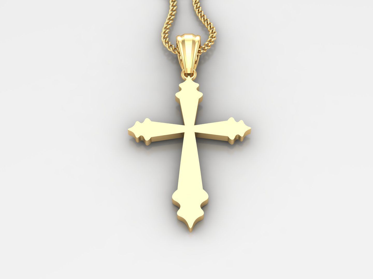 Light Gold 18K Cross Pendant 2CP004 3D print model_2