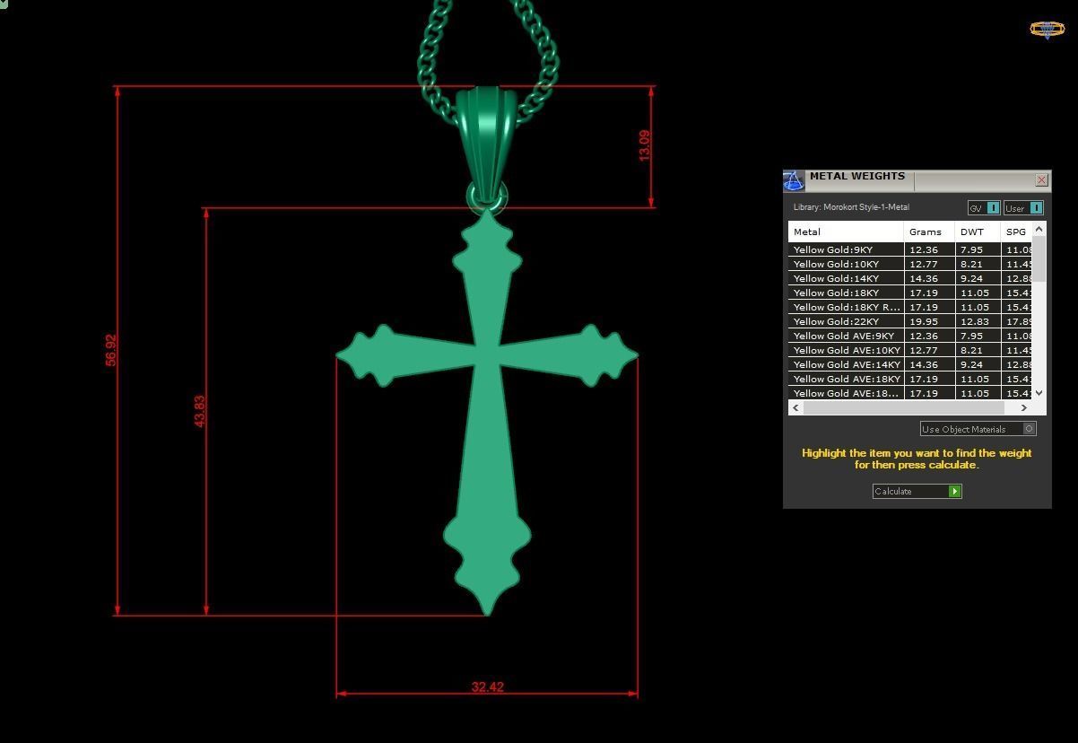 Light Gold 18K Cross Pendant 2CP004 3D print model_1