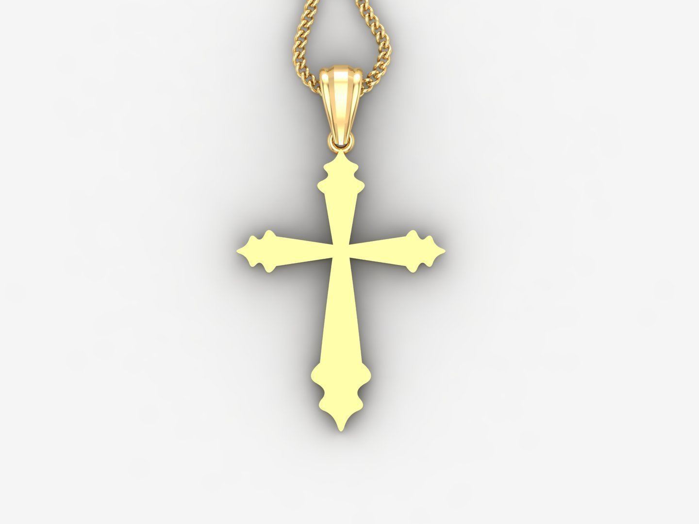 Light Gold 18K Cross Pendant 2CP004 3D print model_4