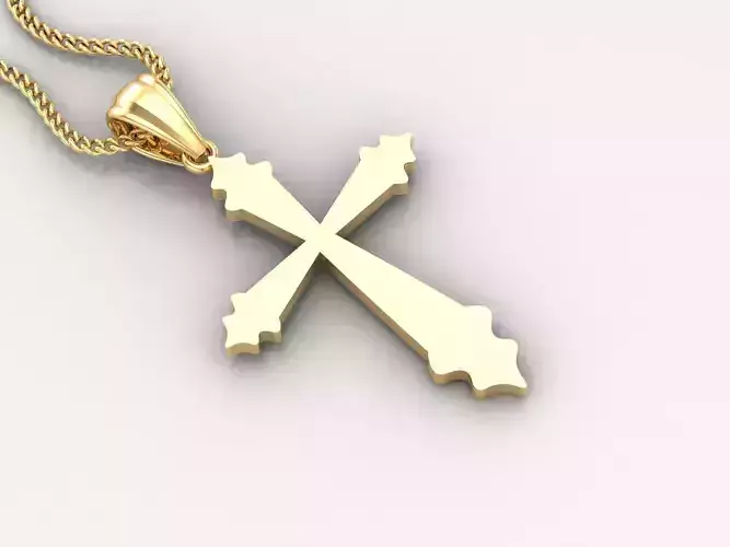 Light Gold 18K Cross Pendant 2CP004 3D print model Light Gold 18K Cross Pendant 2CP004 3D print model