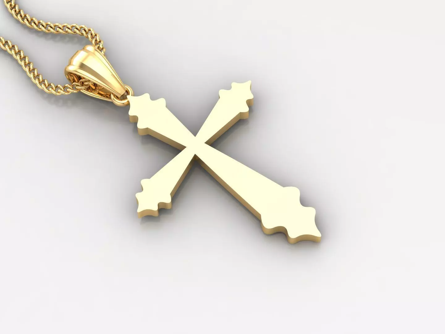Light Gold 18K Cross Pendant 2CP004 3D print model_0