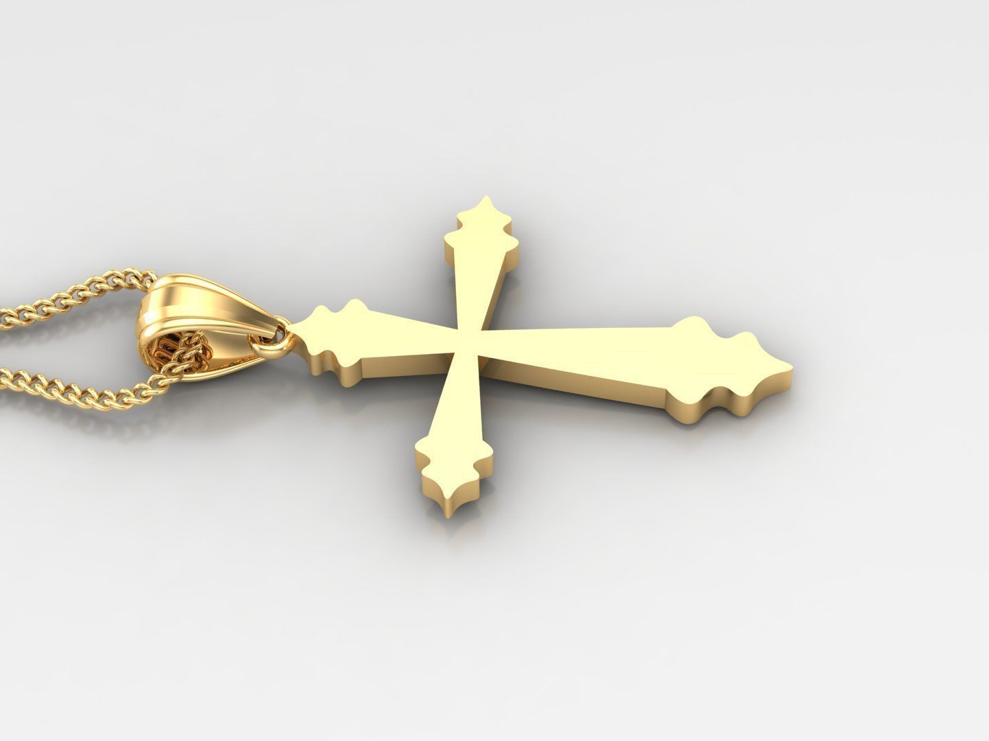Light Gold 18K Cross Pendant 2CP004 3D print model_3