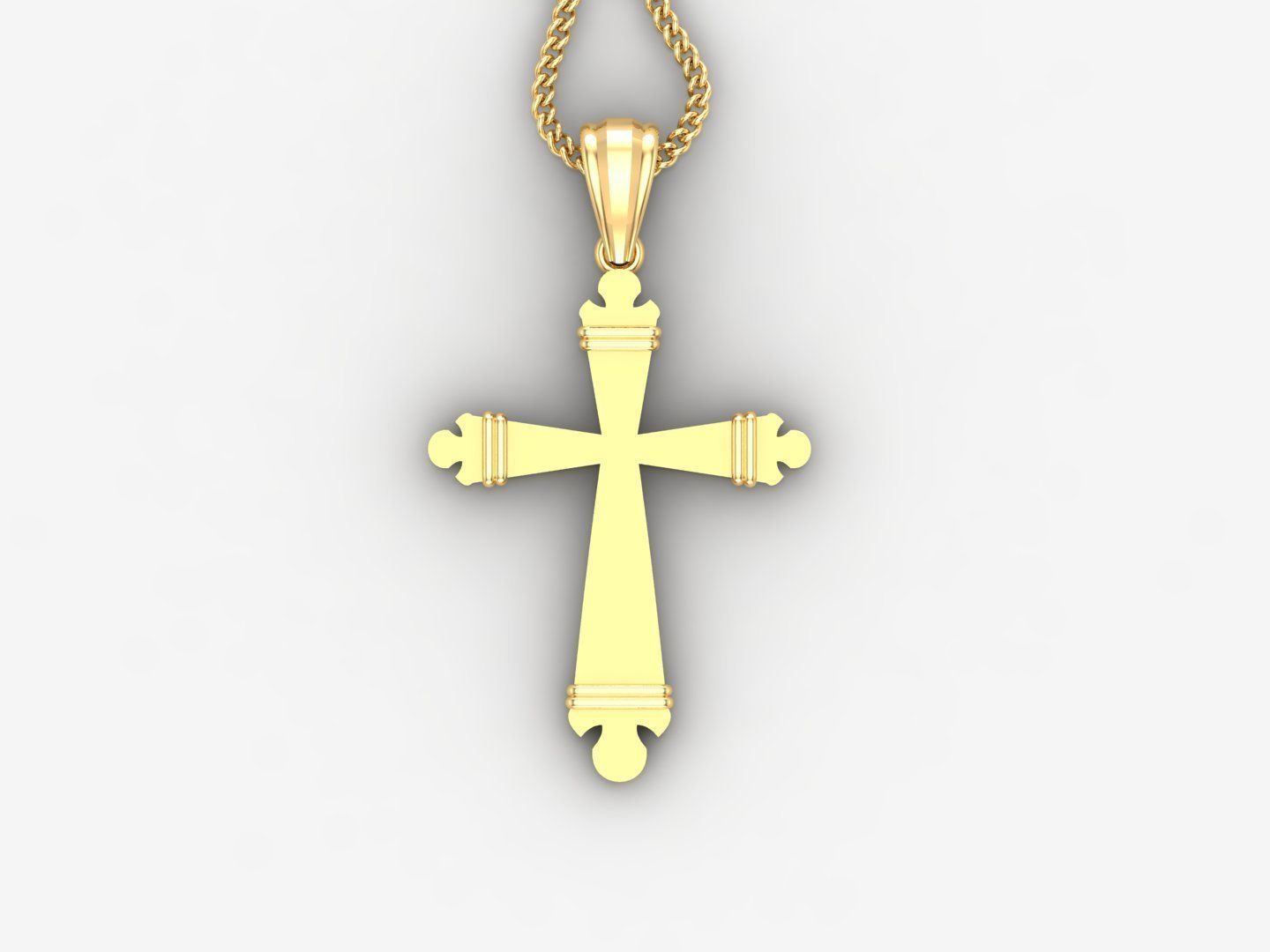 Light Gold 18K Cross Pendant 2CP003 3D print model_4