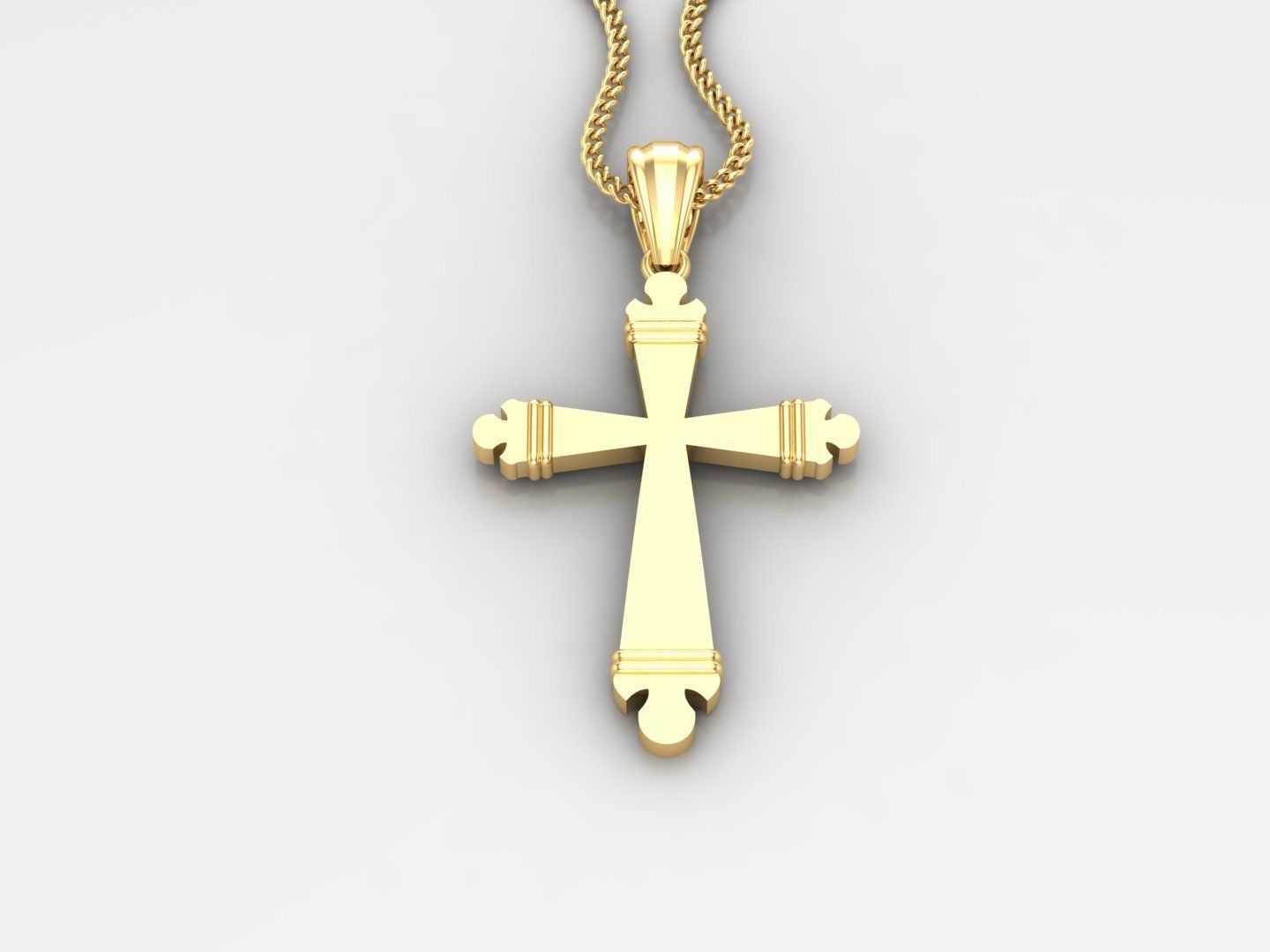 Light Gold 18K Cross Pendant 2CP003 3D print model_2