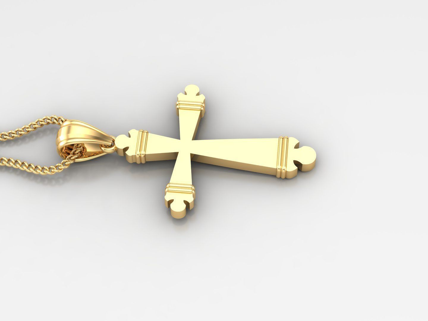 Light Gold 18K Cross Pendant 2CP003 3D print model_3