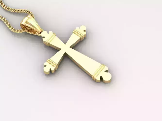 Light Gold 18K Cross Pendant 2CP003 3D print model Light Gold 18K Cross Pendant 2CP003 3D print model