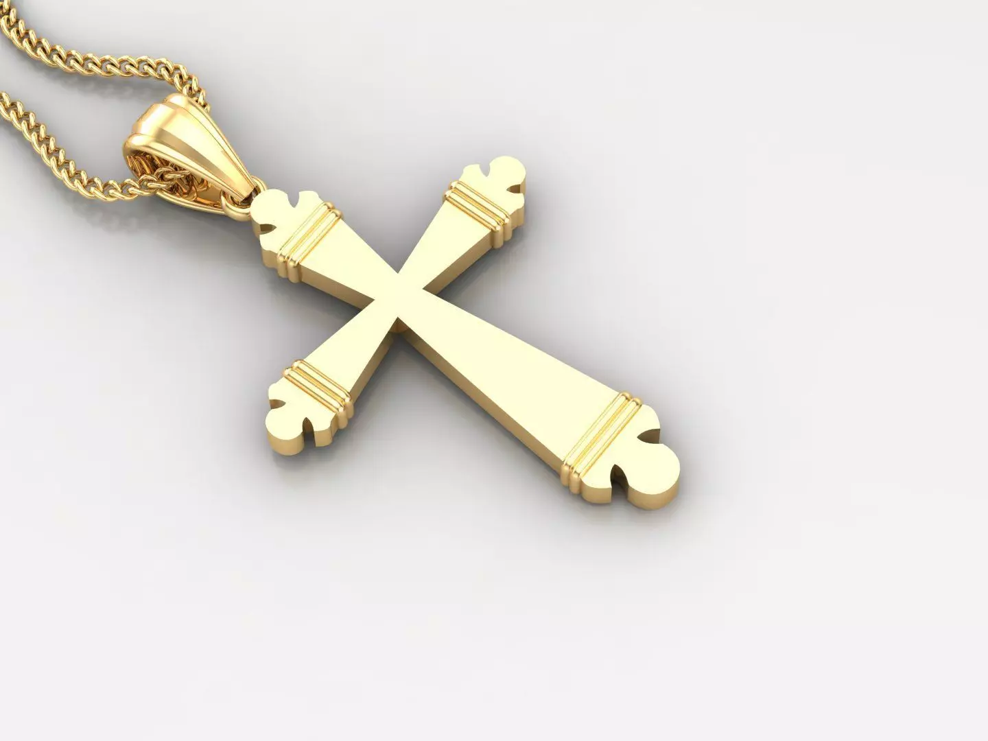 Light Gold 18K Cross Pendant 2CP003 3D print model_0