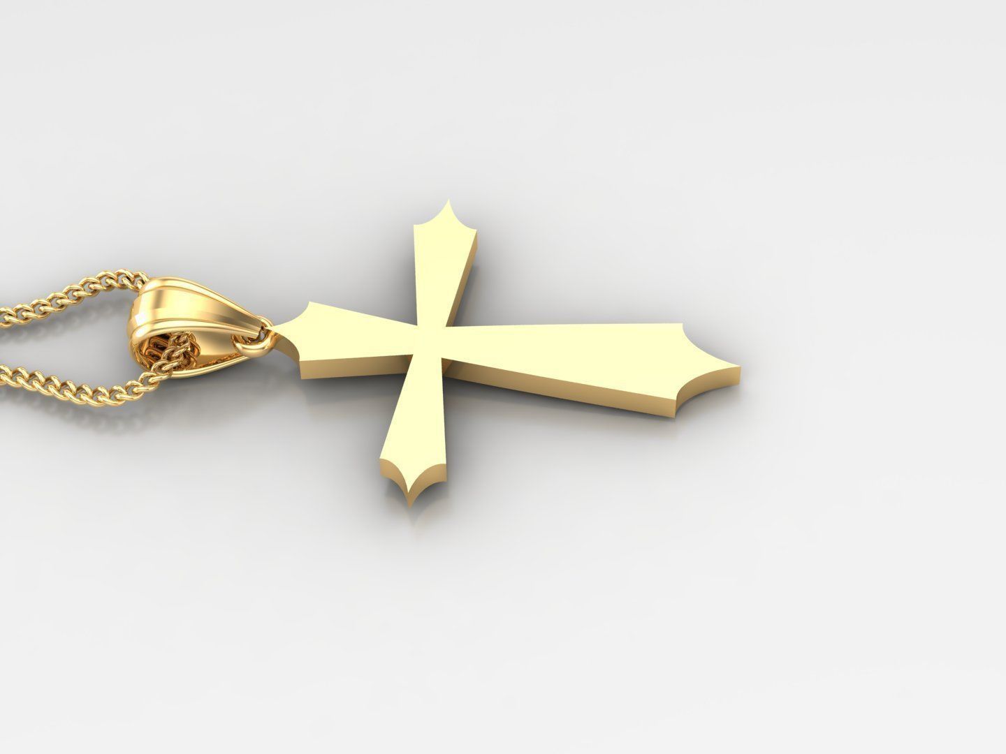 Light Gold 18K Cross Pendant 2CP002 3D print model_3