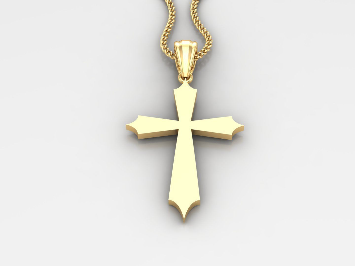 Light Gold 18K Cross Pendant 2CP002 3D print model_2