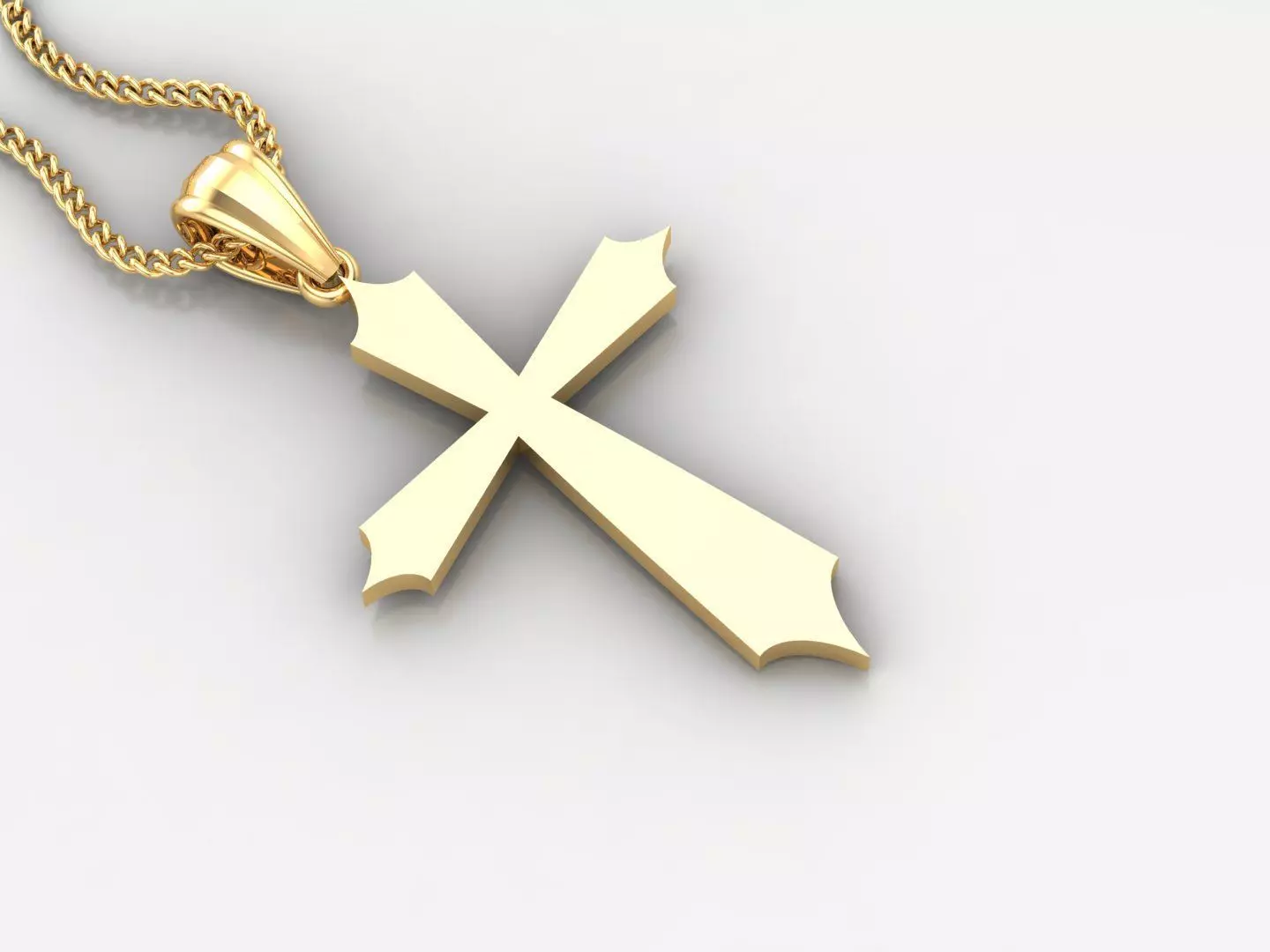 Light Gold 18K Cross Pendant 2CP002 3D print model_0