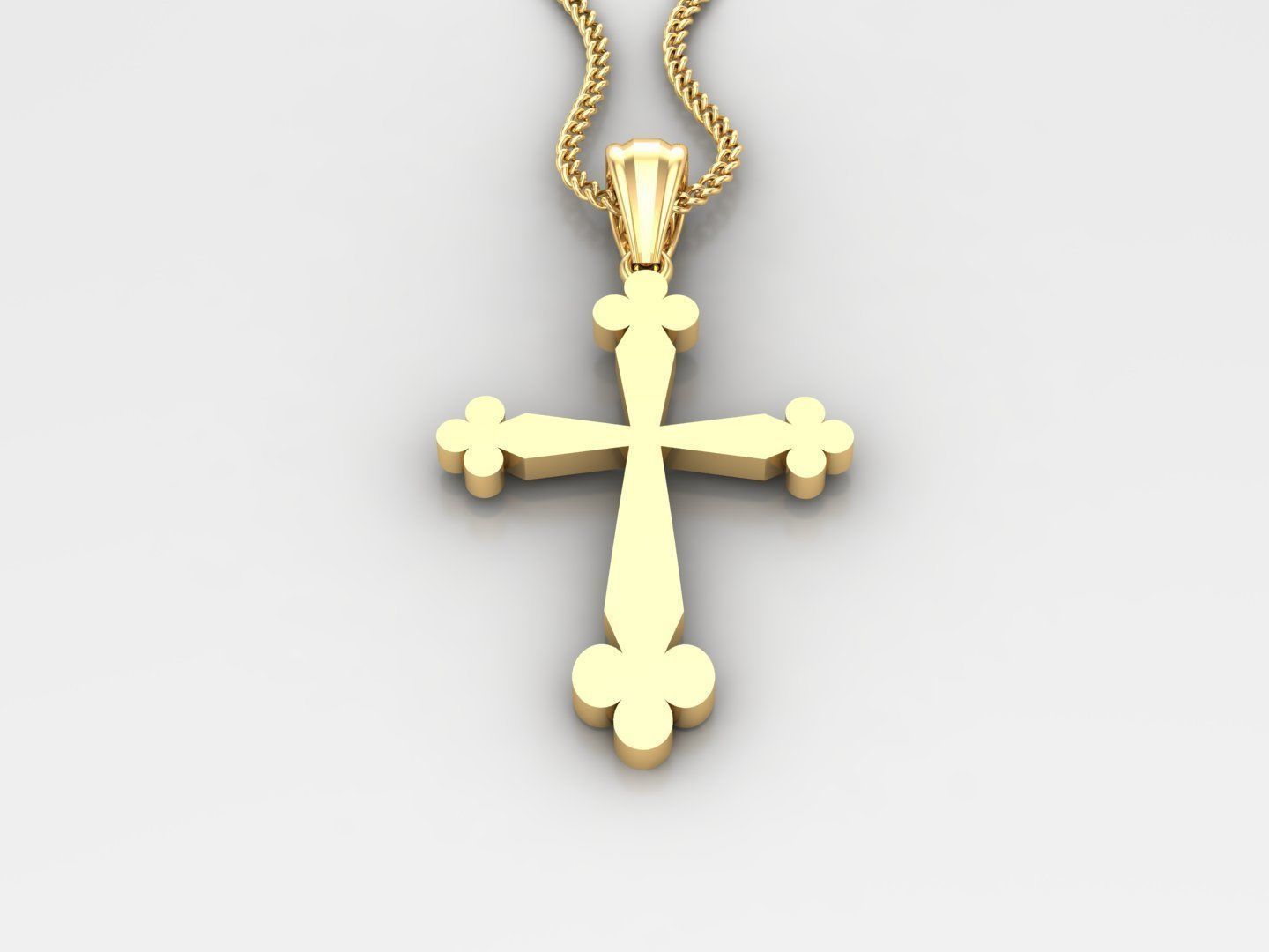 Light Gold 18K Cross Pendant 2CP001 3D print model_2