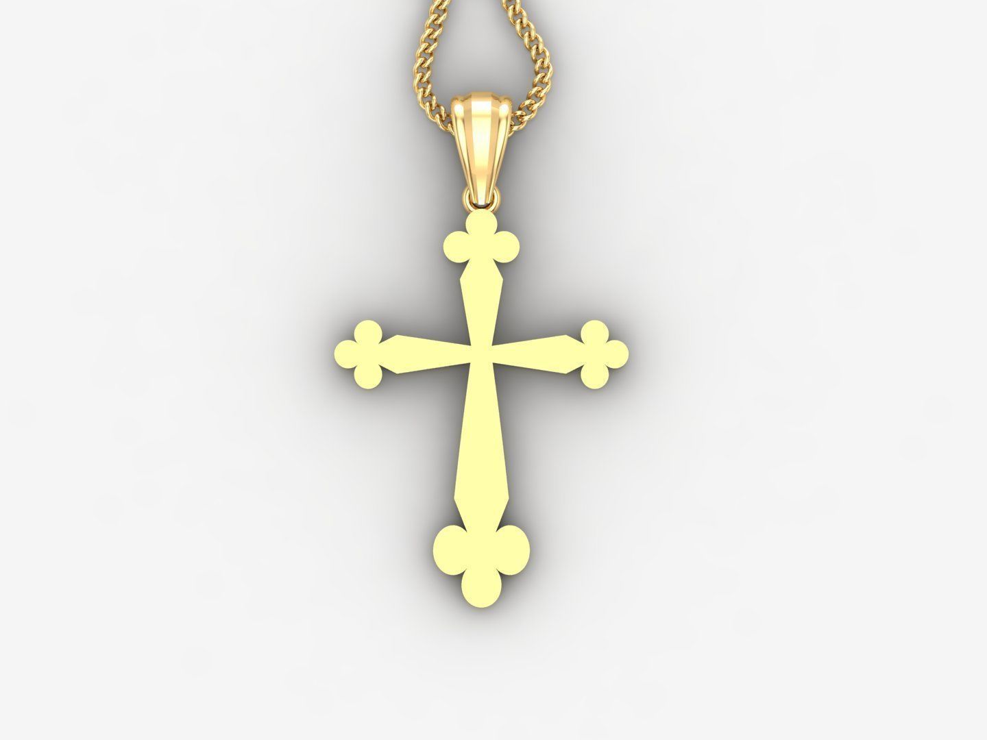 Light Gold 18K Cross Pendant 2CP001 3D print model_4