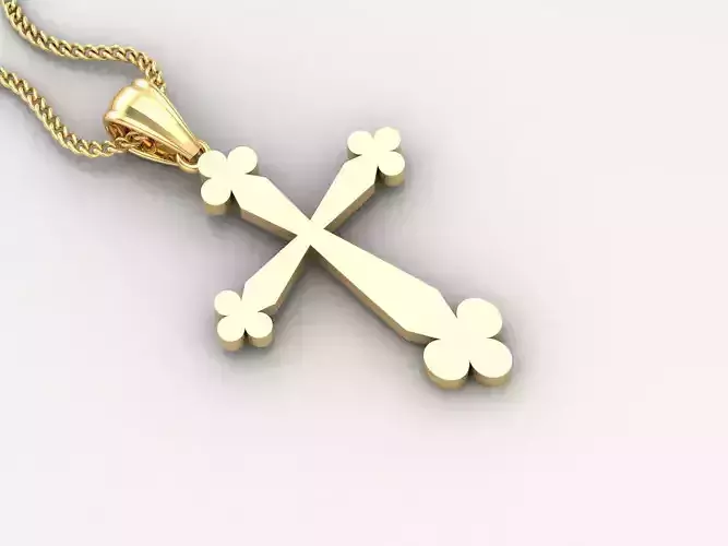 Light Gold 18K Cross Pendant 2CP001 3D print model Light Gold 18K Cross Pendant 2CP001 3D print model