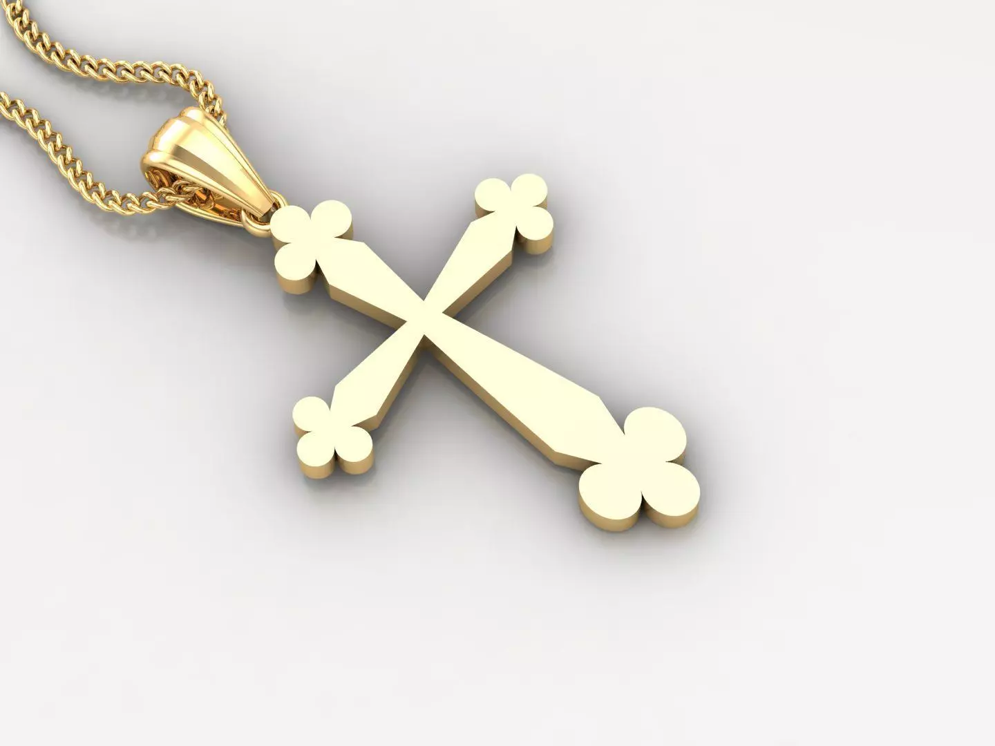 Light Gold 18K Cross Pendant 2CP001 3D print model_0