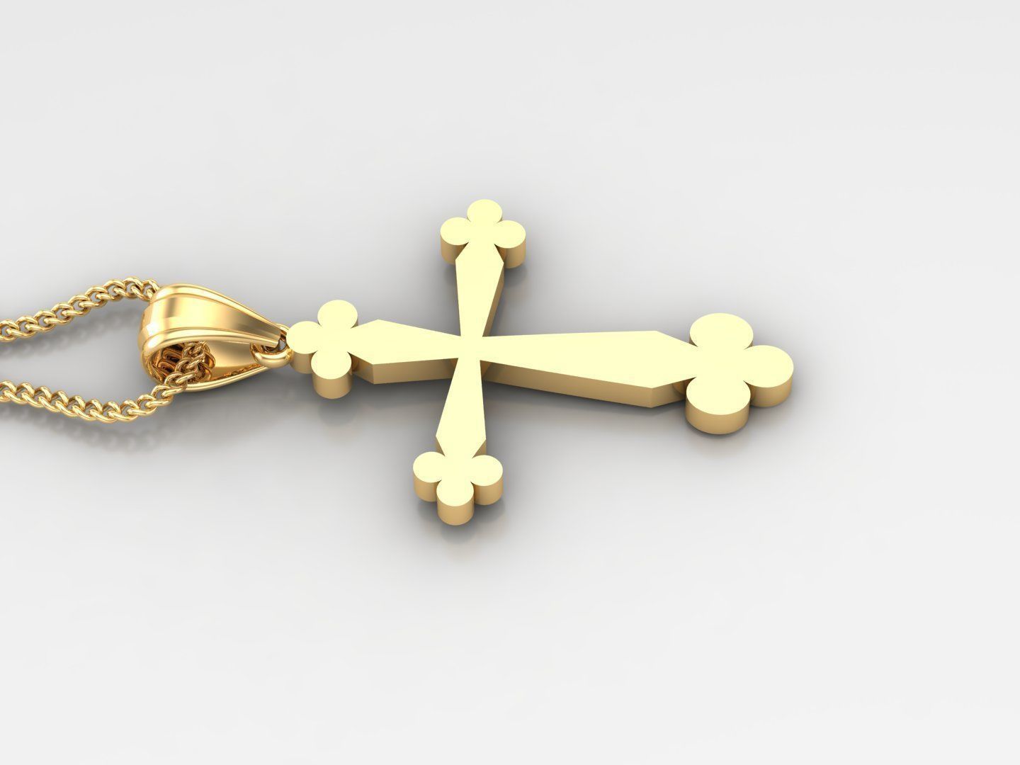 Light Gold 18K Cross Pendant 2CP001 3D print model_3